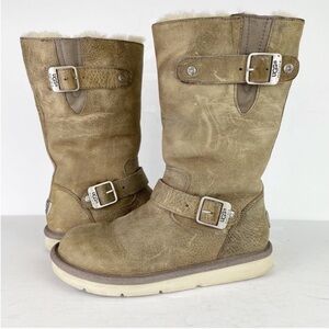 UGG Kensington Suede Leather Double Buckle Moto Warm Cozy Boots